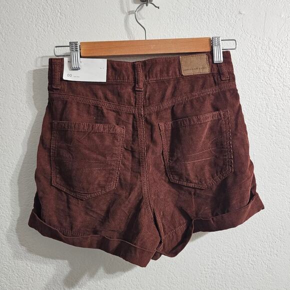 AEO Corduroy Mom Short Rust Orange Size 00 NWT - Picture 2 of 6